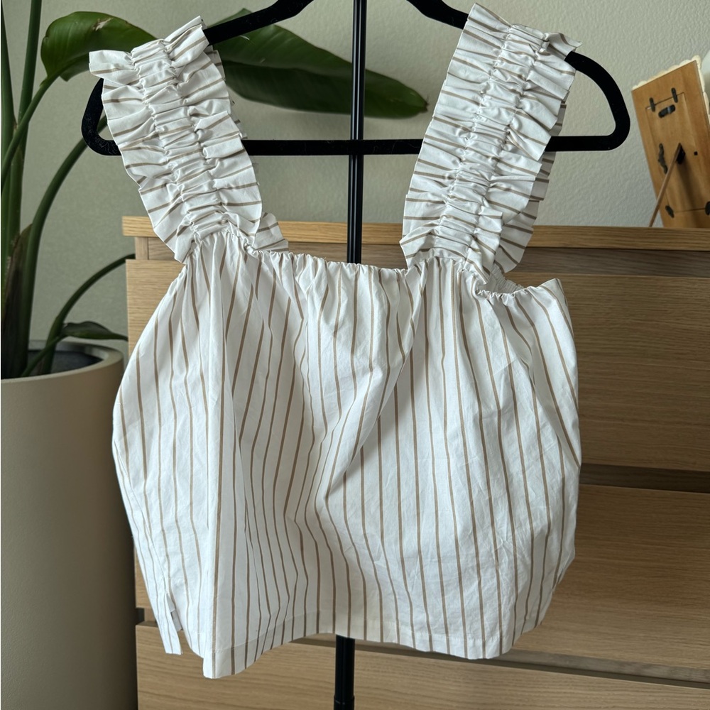 Striped White Sleeveless Top